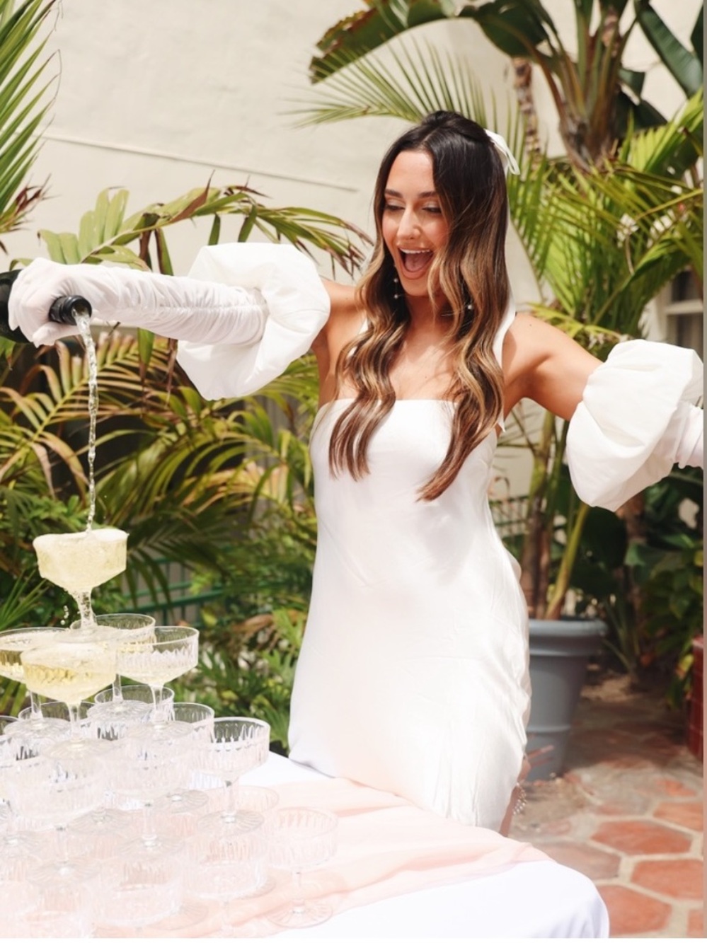 For Love & Lemons Hazel Detachable Puff Sleeve/Gloves Bridal Mini Dress NWT $279 - Picture 7 of 16